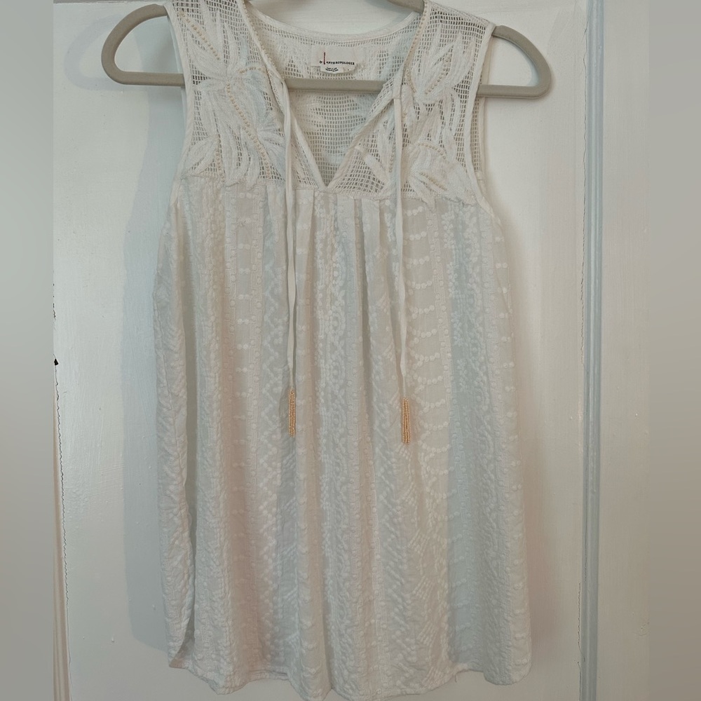 Anthropologie white sleeveless blouse
